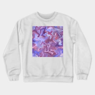 Fantasy Unicorn Silk Marble - Lilac Purple, Cornflower Blue, and Soft Pink Liquid Paint Pattern Crewneck Sweatshirt